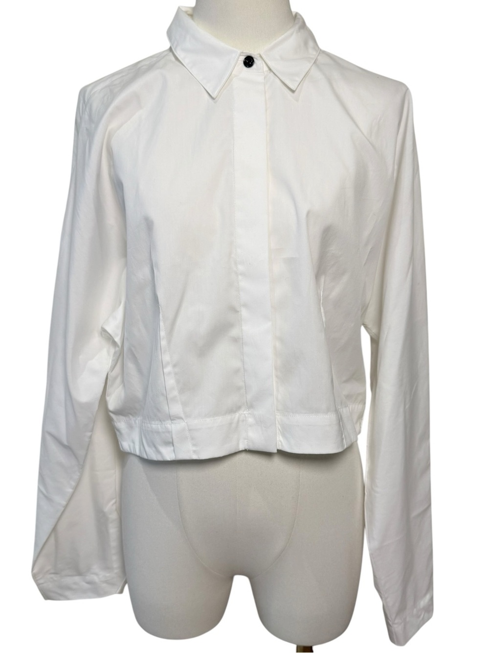 NWT - Rag & Bone Morgan Cropped Poplin Button Down Shirt White Size Large - Picture 3 of 10